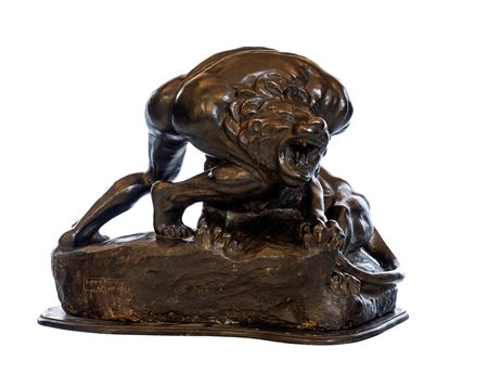Gruppo scultoreo in bronzo brunito - raffigurante Ercole in lotta con il...