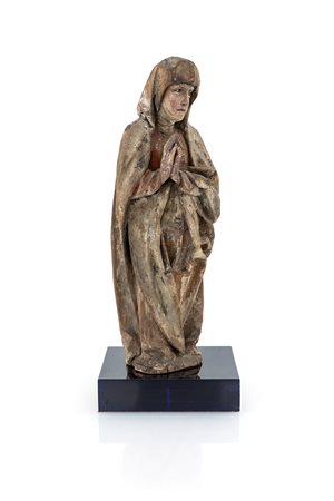 Scultura in legno pigmentato, Germania XVII secolo - raffigurante Vergine...
