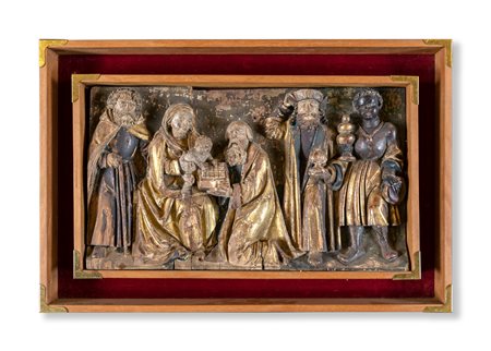 Altorilievo in legno dorato su fondo pigmentato, XVII / XVIII secolo. -...