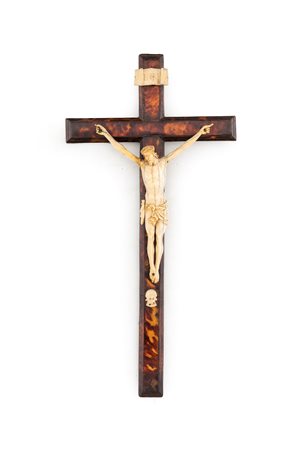 Croce devozionale in legno ebanizzato, Italia meridionale, XVIII secolo - con...