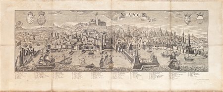 Veduta prospettica di Napoli vista dal mare - cm 79x153 con la cornice