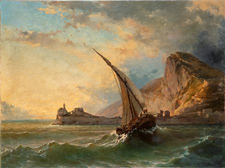 Marina con veliero - cm 75x100