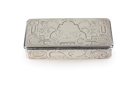 Tabacchiera in argento, Francia 1830/40 ca. - di forma rettangolare con...
