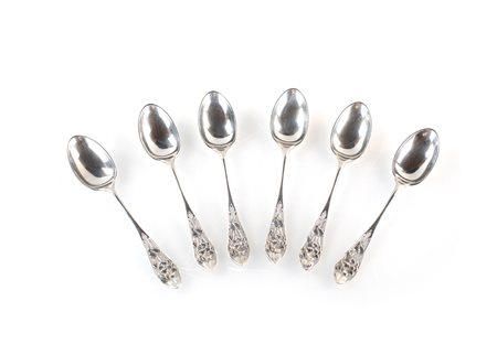 Sei cucchiaini in argento 925/1000, Sheffield 1909, argentieri Joseph Rodgers...