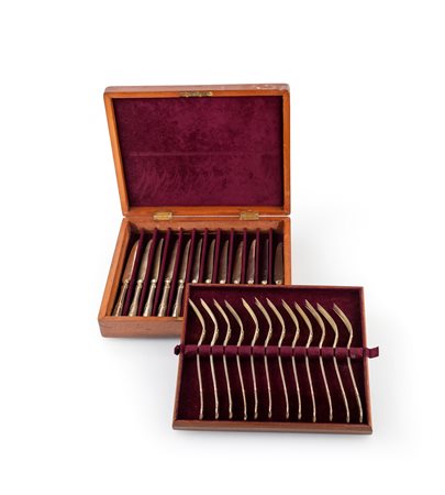 Servizio di posate da dessert in argento, Parigi, argentiere Gustave Keller -...