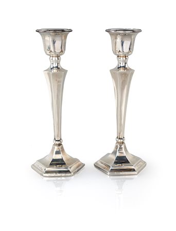 Coppia di piccoli candelieri in argento 925/1000, Birmingham 1920 ca.,...