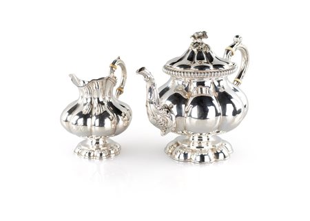 Teiera e lattiera in argento, Regno di Sardegna, Torino, argentiere Carlo...