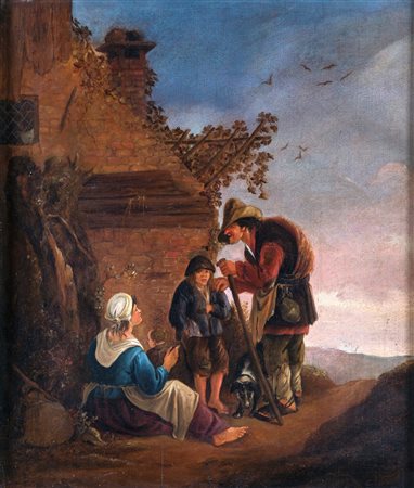 Hendrik de Valk - Viandante - Con cornice - cm 47x40