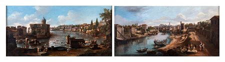 Gaspar van Wittel - a) Veduta del Tevere all'altezza della Mola dei...