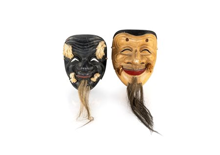Due maschere tradizionali del teatro Noh, Giappone XX secolo