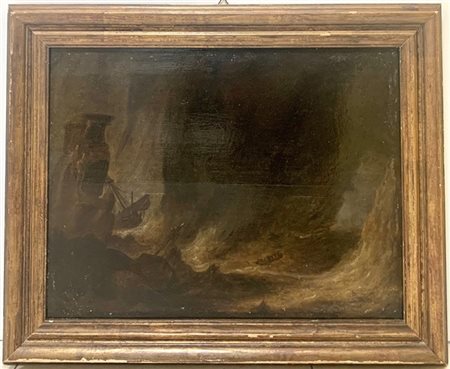 Seguace di Joseph Mallord William Turner (Londra 1775 - 1851) "Tempesta" dipint
