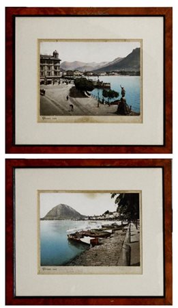 Due fotografie raffiguranti scorci di Lugano (cm 16x22) in cornici
