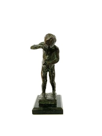 Luigi Panzeri "Bimbo che piange" scultura in bronzo (h cm 24) poggiante su base
