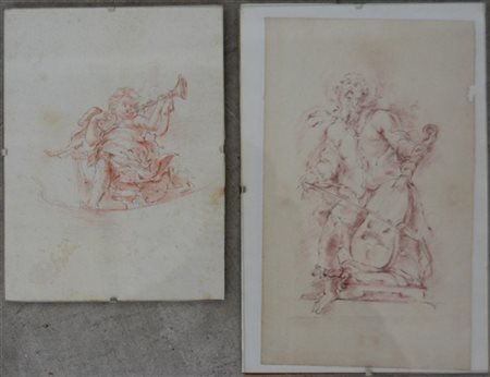 Lotto composto da due disegni a sanguigna del secolo XX, copie da Girolamo Bedoli: 