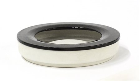 Portacenere in ceramica smaltata bianco e nero. Italia, anni '70. (d cm 28) (li