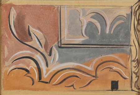MARIO SIRONI (1885-1961) Fregio architettonico 1940 tempera su carta cm...