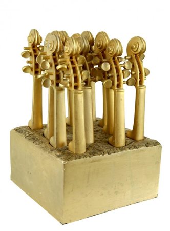 FERNANDEZ ARMAN (1928-2005) Violini scultura in bronzo dorato esemplare 43/50...