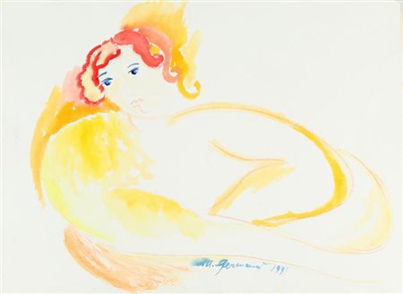 MIMMO GERMANA' (1944-1992) Senza titolo 1991 tempera su carta cm 50x70...