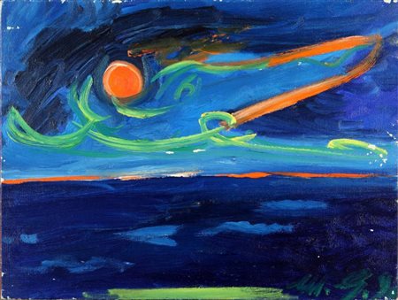 MIMMO GERMANA' (1944-1992) Mare 1990 olio su tela cm 30x40 firmato e datato...