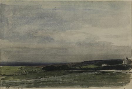 PIETRO ANNIGONI (1910-1988) Panorama tecnica mista su carta cm 39x57 firmato...