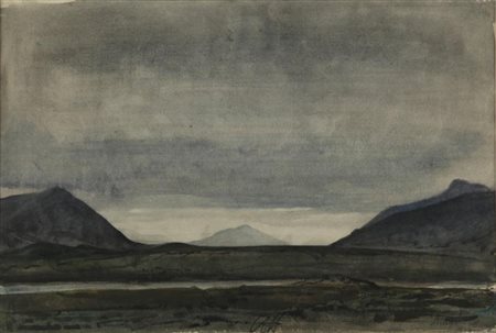 PIETRO ANNIGONI (1910-1988) Paesaggio tecnica mista su carta cm 38,5x57...