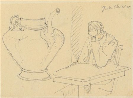 GIORGIO DE CHIRICO (1888-1978) Apres midì d'été 1940 Studi (verso) matita su...