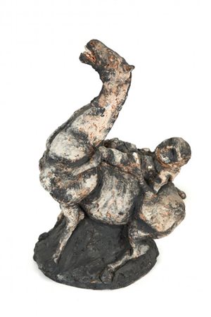 AGENORE FABBRI (1911-1998) Donna a cavallo scultura in terracotta dipinta cm...