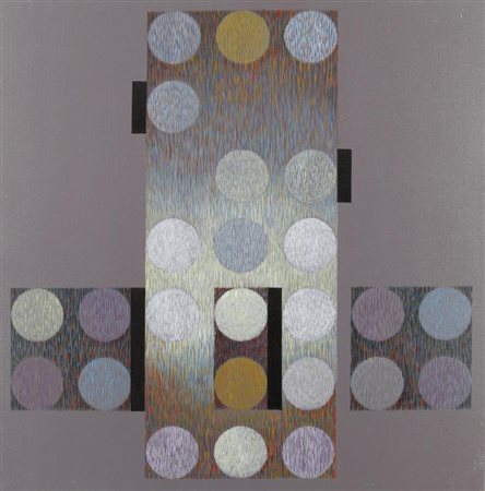 CARLO NANGERONI (New York (U.S.A.) 1922) Trio 1995 acrilico su tela cm 87x87...