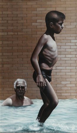 ANGELO TITONEL (Cornuda (TV) 1938) Senza titolo 1975 olio su tela cm 69x41...