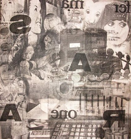 ROBERTO MALQUORI (1929) Iconosfera, 1970 decollage su carta intelata cm....