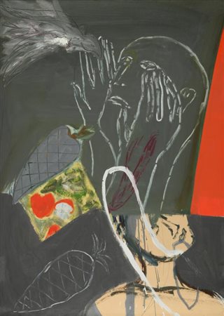 MIMMO PALADINO (Paduli (BN) 1948) Senza titolo 1989 tecnica mista su cartone...