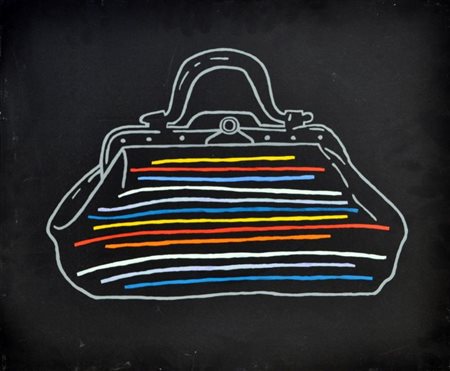 FABIO DE POLI (Genova 1947) Rainbow bag 1982 Acrilici su tela cm 50x60...