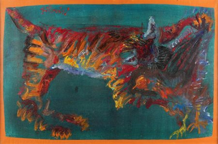 FANTONI ACHILLE FILIPPINI (1868-1910) La preda del Felino 1971 olio su tela...