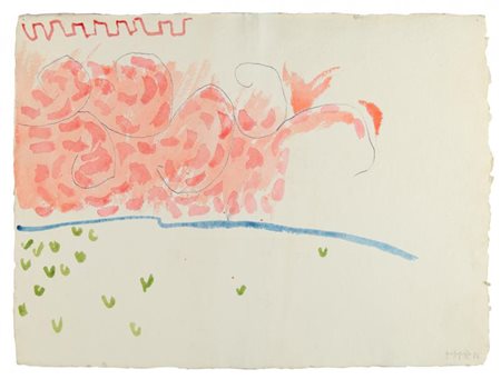 GIORGIO GRIFFA (Torino 1936) Senza titolo 1986 acquarello cm 56x75 firmato e...