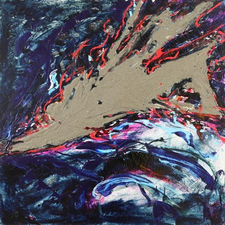 MARIO SCHIFANO (1934-1998) Senza titolo 1990 smalto acrilico sabbia su tela...