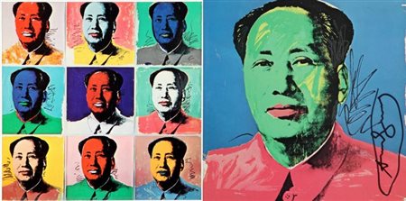 ANDY WARHOL (1928-1987) Mao 1972 biglietto d'invito cm 16,7x34,6 firmato sul...