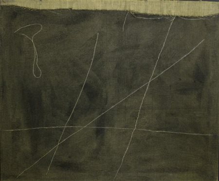 ACHILLE PACE (Termoli (CB) 1923) Senza titolo 1990 tempera e filo su juta cm...