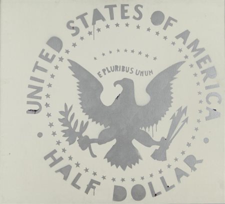 FRANCO ANGELI (1935-1988) Half Dollar acrilico su tela cm 80x80 firmato sul...