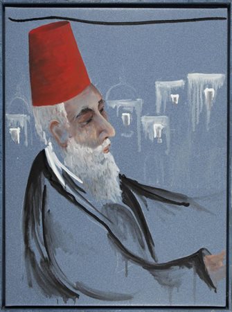 ALDO MONDINO (1938-2005) Filosofo, 2002 olio su linoleum cm 120x90 firmato,...