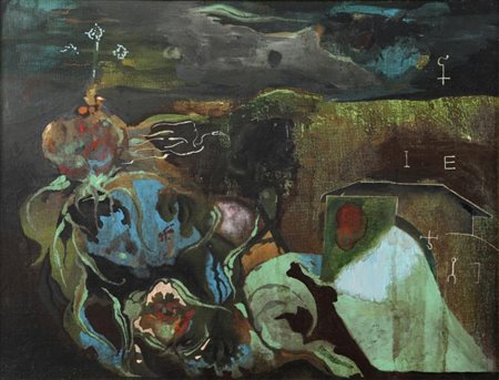 GIANNETTO FIESCHI (Zogno (BG) 1921) Dolce carne erbale 1968 olio su tela cm...