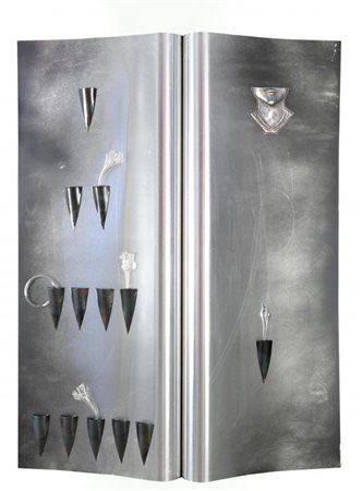 PIERGIORGIO COLOMBARA (Genova 1948) Libro 1997 scultura murale metallo e...