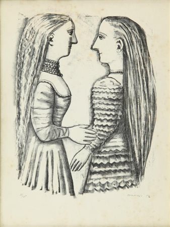 MASSIMO CAMPIGLI (1895-1971) Senza titolo 1952 litografia 88/125 cm 33x24...