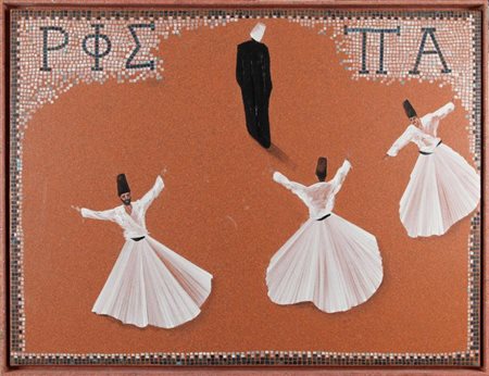 ALDO MONDINO (1938-2005) Turcata (Dervisci) 1996 olio su linoleum, cm 90x120...