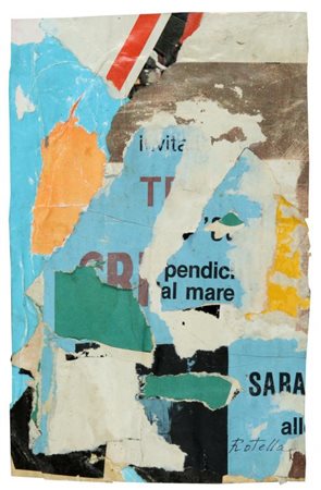 MIMMO ROTELLA (1918-2006) Senza titolo 1974 decollage cm 30x19,5 firmato in...