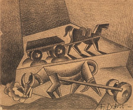 Fortunato Depero (Fondo 1892 - Rovereto 1960) ALTO PAESAGGIO D'ACCIAIO...