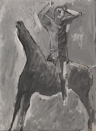 Marino Marini (Pistoia 1901 - Viareggio 1980) CAVALLO E GIOCOLIERE tempera su...