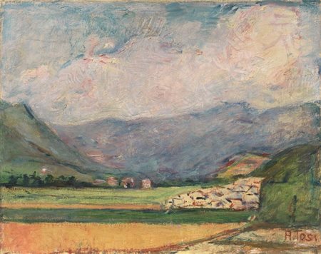 Arturo Tosi (Busto Arsizio 1871 - Milano 1956) PAESAGGIO olio su tela, cm...