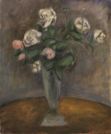 Ottone Rosai (Firenze 1895 - Ivrea 1957) ROSE BIANCHE olio su tela, cm 60x50...