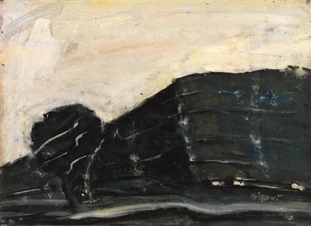 Mario Sironi (Sassari 1885 - Milano 1961) PAESAGGIO olio su carta riportata...