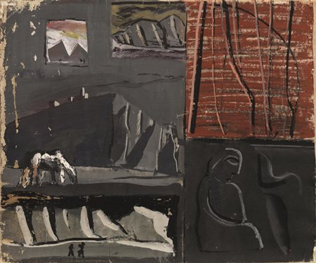 Mario Sironi (Sassari 1885 - Milano 1961) COMPOSIZIONE tempera su carta...